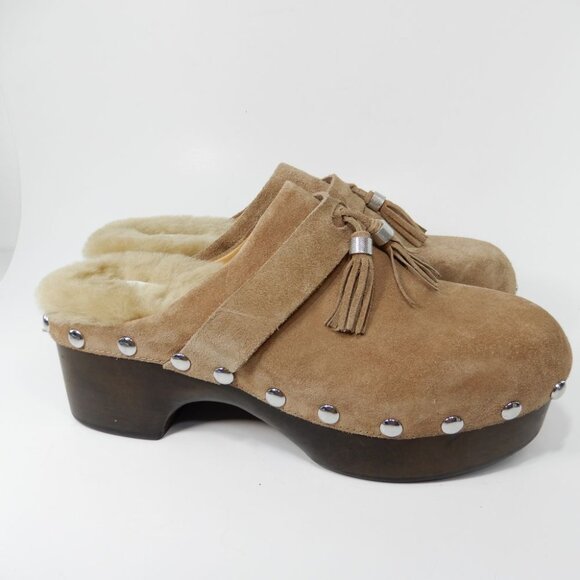 Rag & Bone Johannes Suede Shearling Tassel Clogs Size 40 10 Chunky NEW $475 - Picture 7 of 14